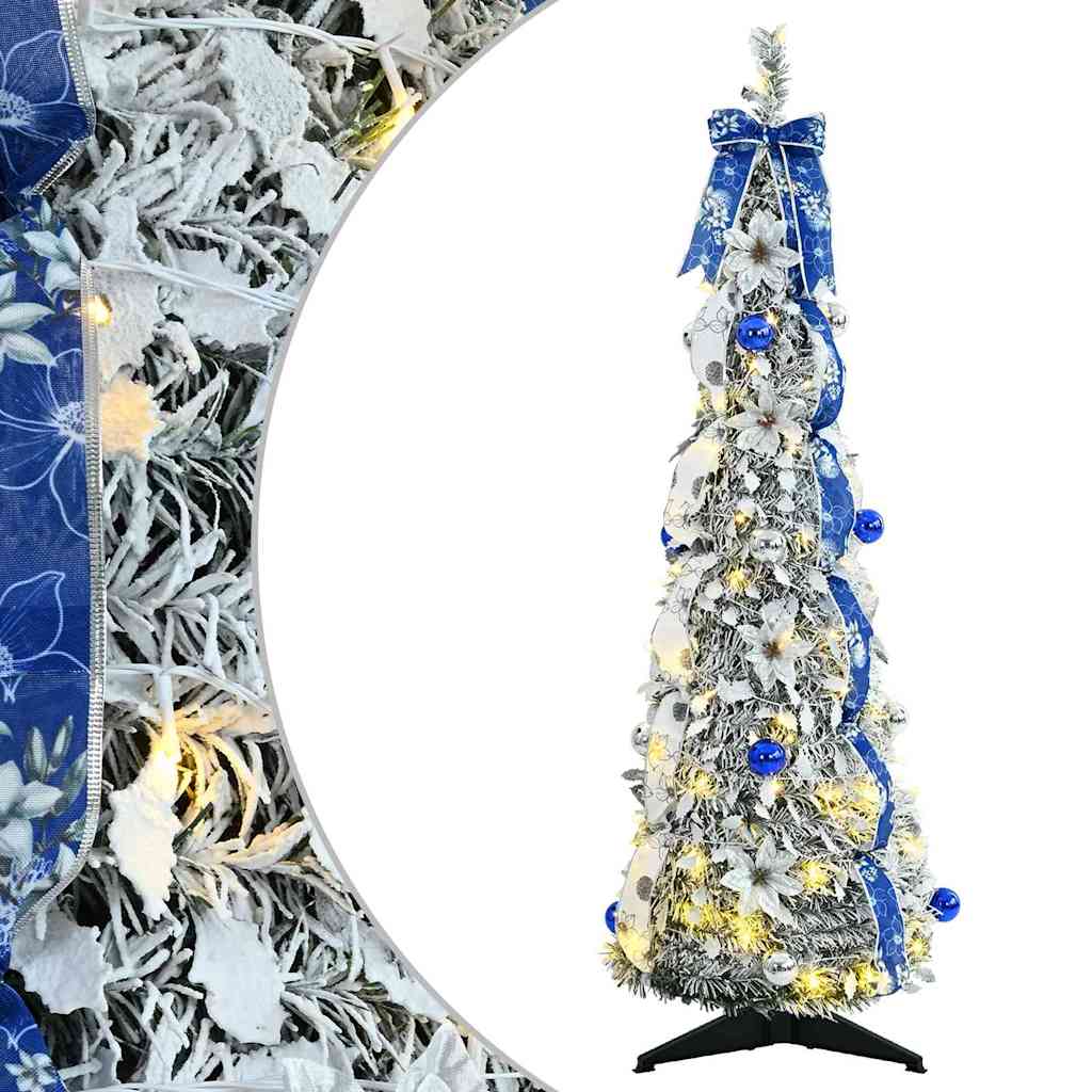 Albero di Natale Artificiale-Albero Natalizio con 50 LED Bianco 120 cm PVC