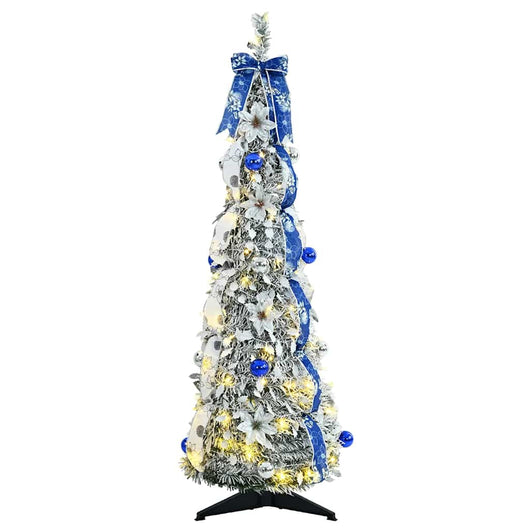 Albero di Natale Artificiale-Albero Natalizio con 50 LED Bianco 120 cm PVC
