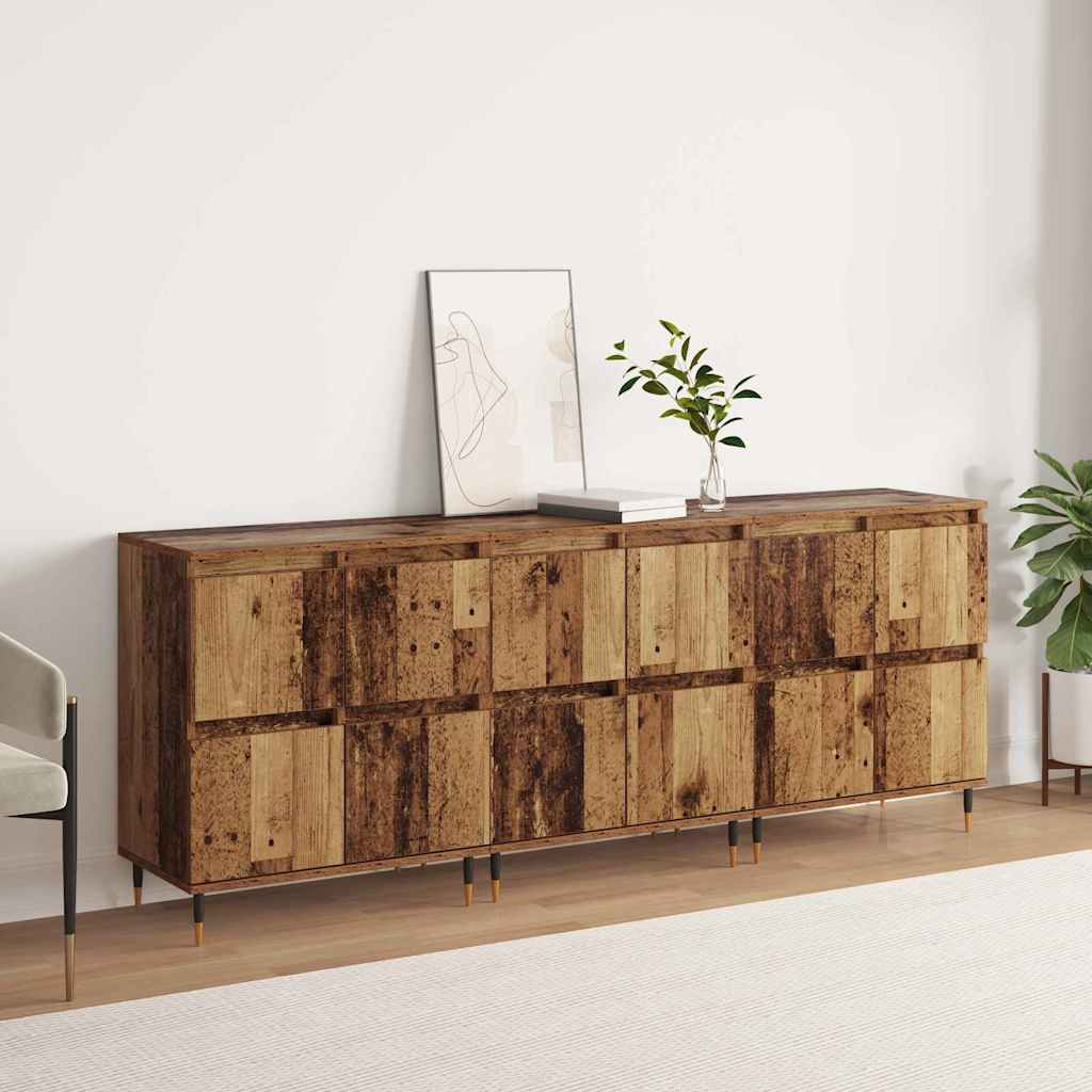vidaXL Sideboards 3 pcs Legno vecchio 180 x 35 x 70 cm