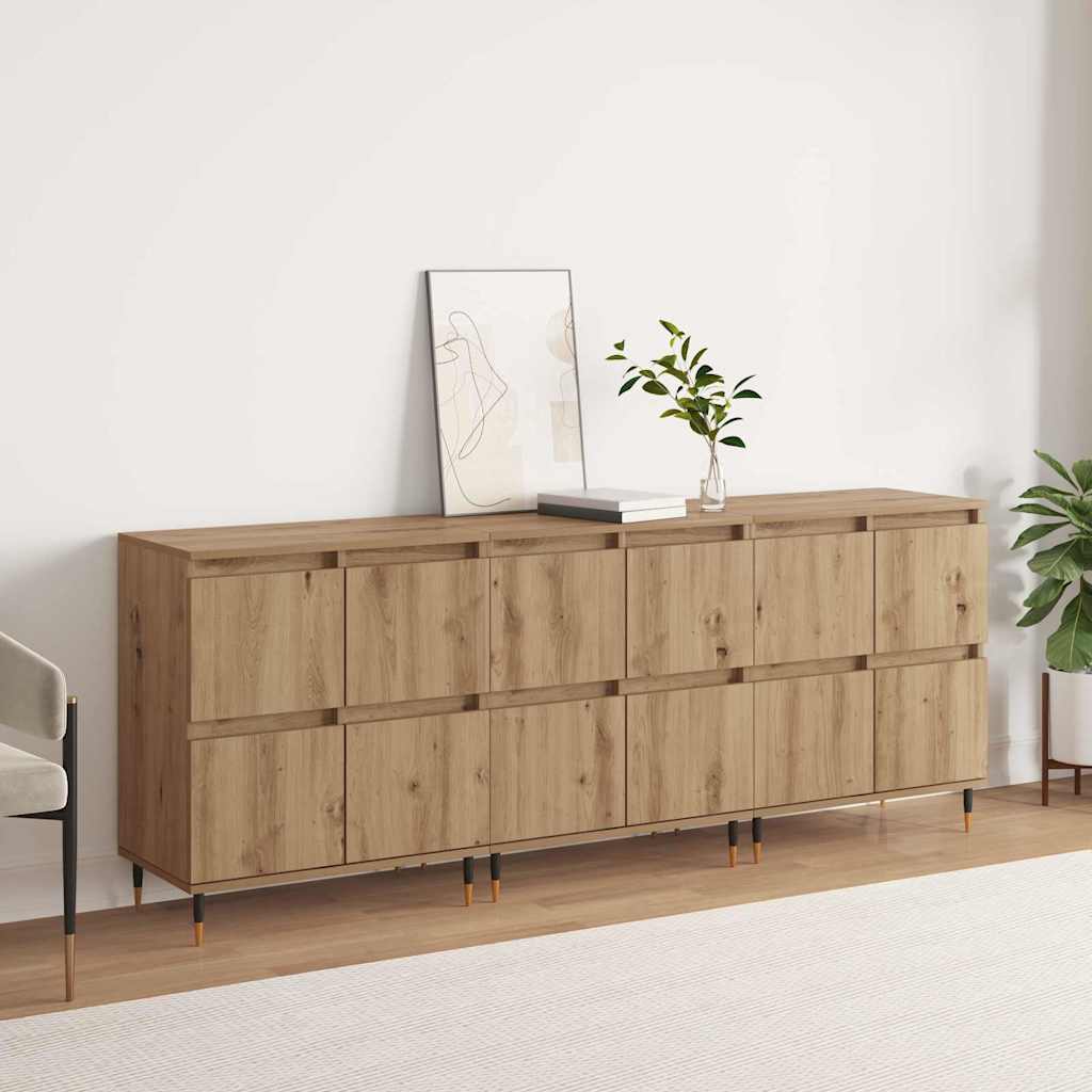 vidaXL Sideboards 3 pcs rovere artigianale 180 x 35 x 70 cm