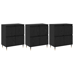 vidaXL Sideboards 3 pcs Rovere nero 180 x 35 x 70 cm Legno multistrato