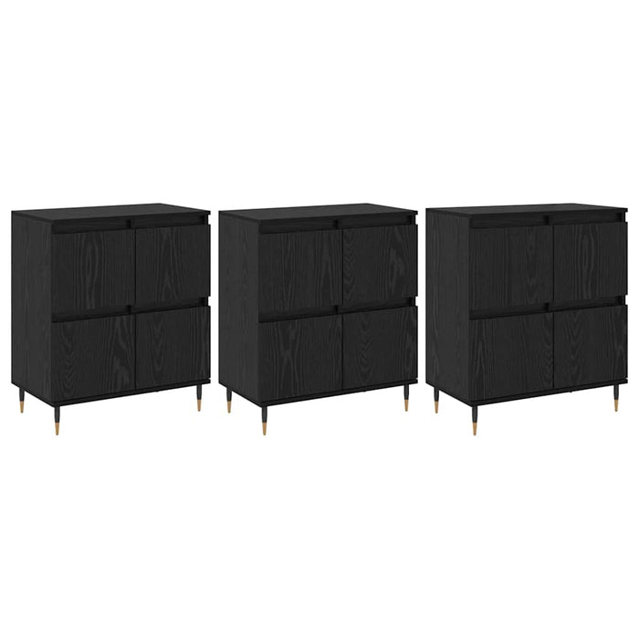 vidaXL Sideboards 3 pcs Rovere nero 180 x 35 x 70 cm Legno multistrato