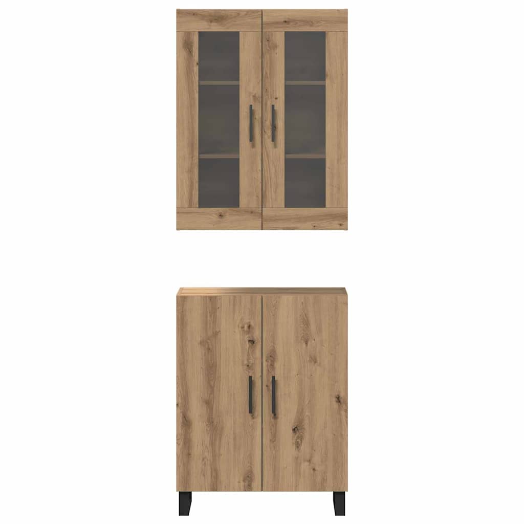 Credenza 2 pz-Set di 2 Buffet-Armadio da cucina rovere artigianale Legno multistrato 657312