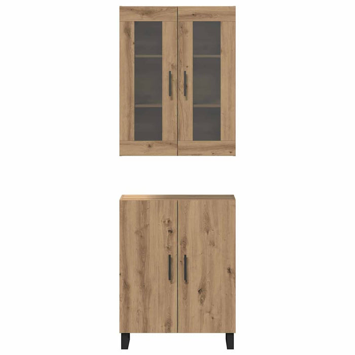 Credenza 2 pz-Set di 2 Buffet-Armadio da cucina rovere artigianale Legno multistrato 657312