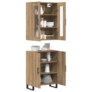 Credenza 2 pz-Set di 2 Buffet-Armadio da cucina rovere artigianale Legno multistrato 657312