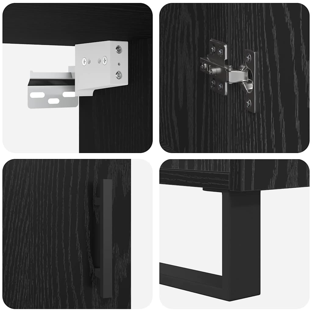 Credenza 2 pz-Set di 2 Buffet-Armadio da cucina Rovere nero Legno multistrato 388822