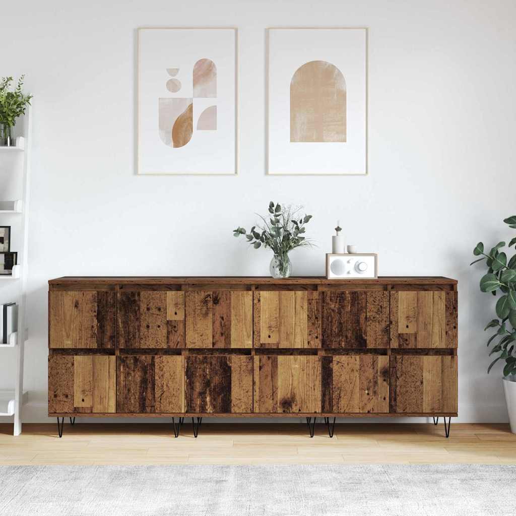 vidaXL Sideboards 3 pcs Legno vecchio 180 x 35 x 70 cm