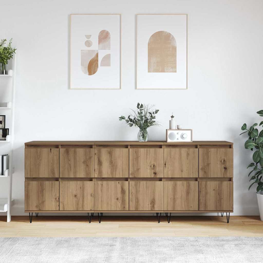 vidaXL Sideboards 3 pcs rovere artigianale 180 x 35 x 70 cm