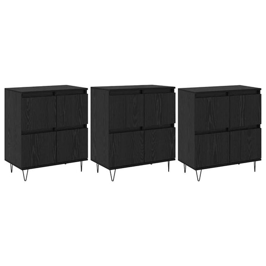 vidaXL Sideboards 3 pcs Rovere nero 180 x 35 x 70 cm Legno multistrato