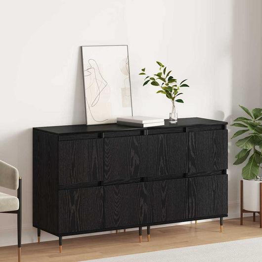 vidaXL Sideboards 2 pcs Rovere nero 120 x 35 x 70 cm Legno multistrato