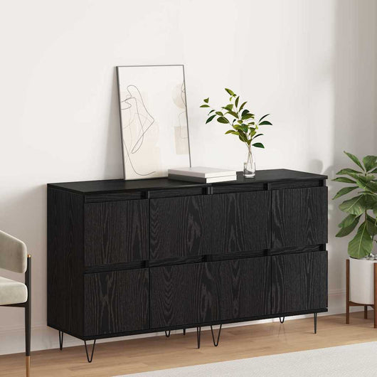 vidaXL Sideboards 2 pcs Rovere nero 120 x 35 x 70 cm Legno multistrato