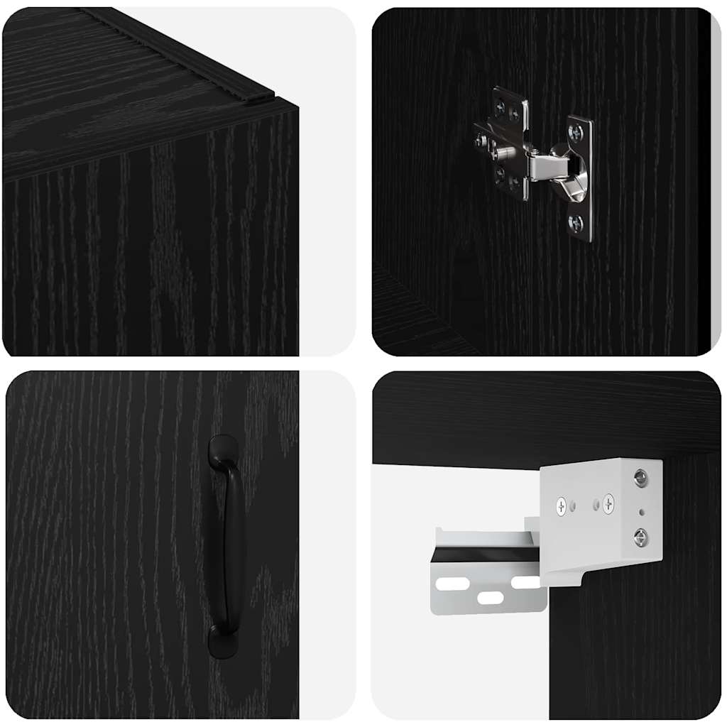 vidaXL Armadi da Muro 2 pcs Rovere nero 69.5 x 34 x 90 cm