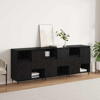 vidaXL Sideboards 3 pcs Rovere nero 180 x 35 x 70 cm Legno multistrato