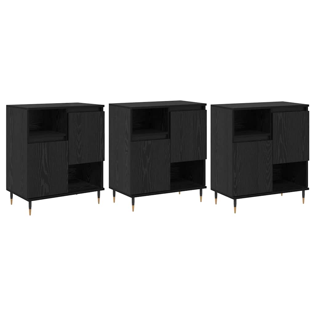 vidaXL Sideboards 3 pcs Rovere nero 180 x 35 x 70 cm Legno multistrato