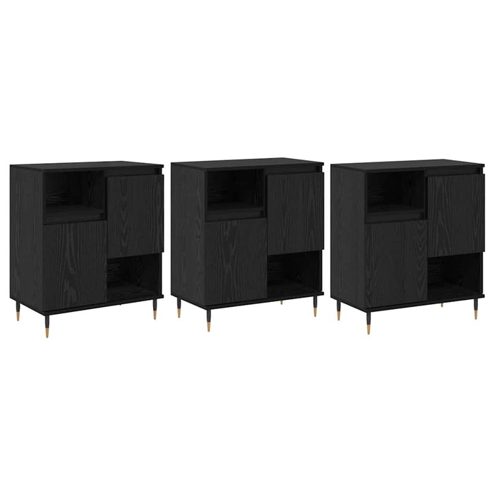 vidaXL Sideboards 3 pcs Rovere nero 180 x 35 x 70 cm Legno multistrato