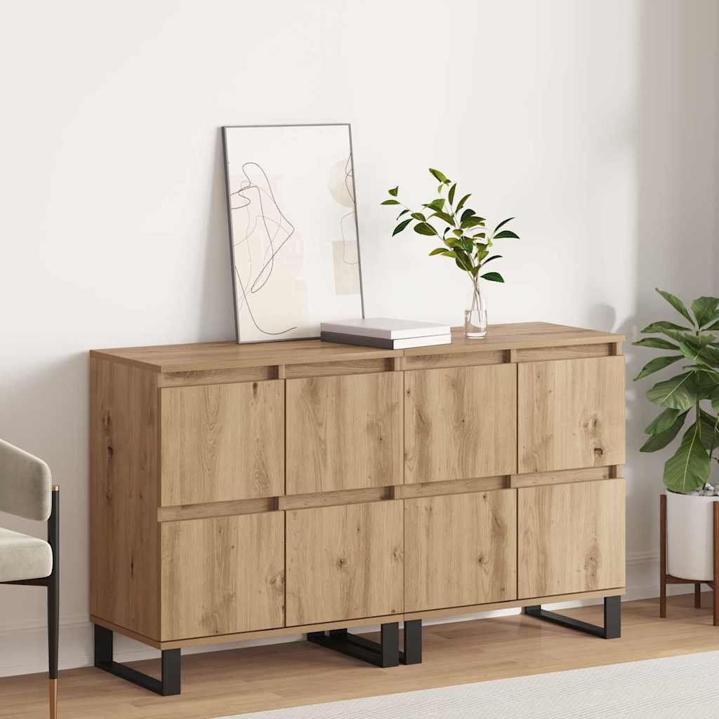 vidaXL Sideboards 2 pcs rovere artigianale 120 x 35 x 70 cm