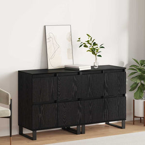 vidaXL Sideboards 2 pcs Rovere nero 120 x 35 x 70 cm Legno multistrato