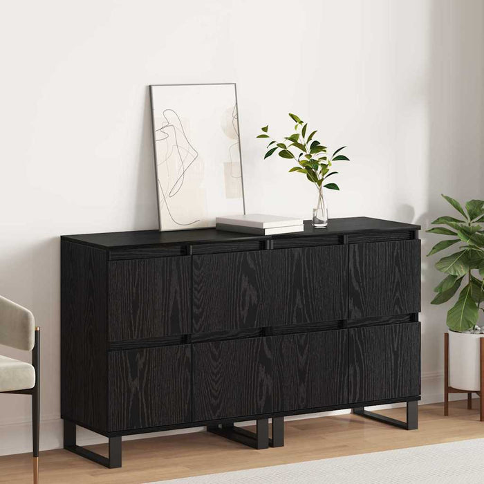 vidaXL Sideboards 2 pcs Rovere nero 120 x 35 x 70 cm Legno multistrato