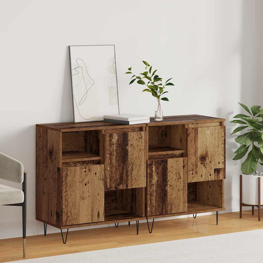 Credenza 2 pz-Set di 2 Buffet-Armadio da cucina Legno vecchio 60 x 35 x 70 cm 240818