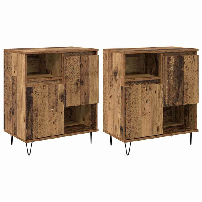 Credenza 2 pz-Set di 2 Buffet-Armadio da cucina Legno vecchio 60 x 35 x 70 cm 240818