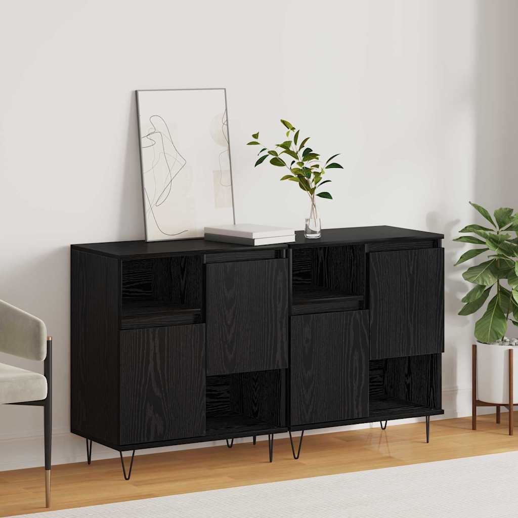Credenza 2 pz-Set di 2 Buffet-Armadio da cucina Rovere Nero 60 x 35 x 70 cm 901716