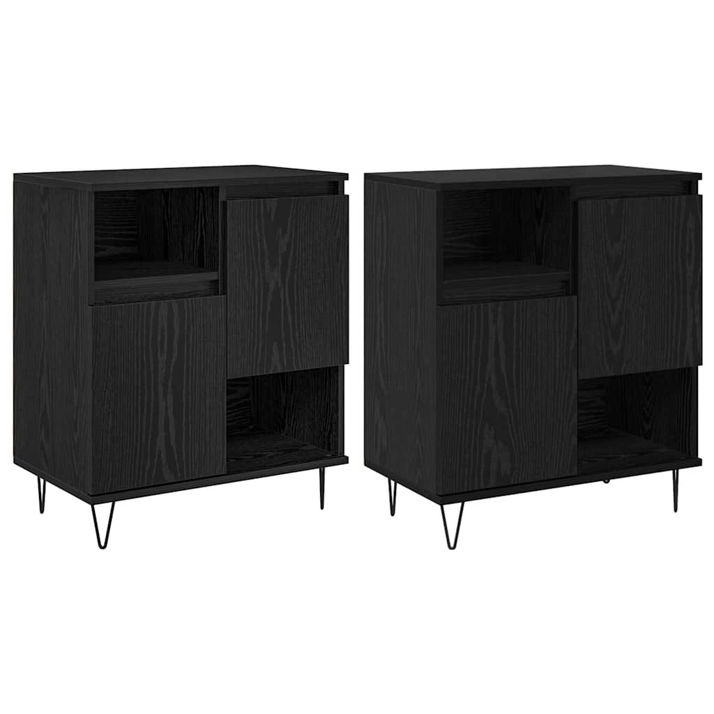 Credenza 2 pz-Set di 2 Buffet-Armadio da cucina Rovere Nero 60 x 35 x 70 cm 901716