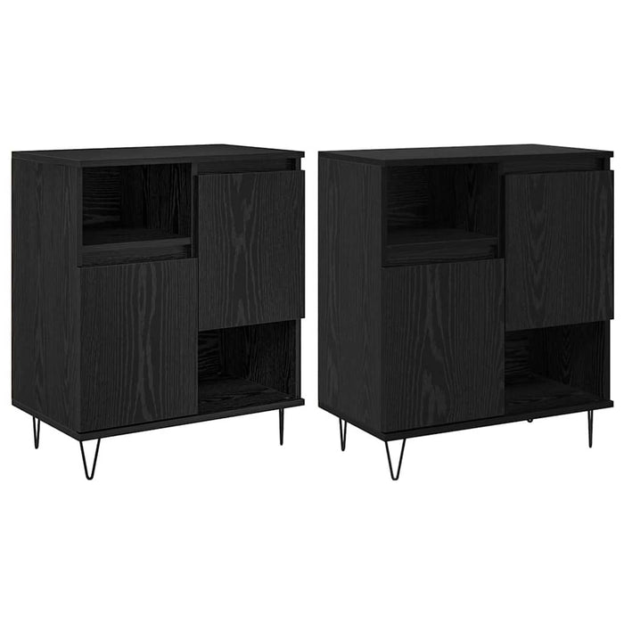 Credenza 2 pz-Set di 2 Buffet-Armadio da cucina Rovere Nero 60 x 35 x 70 cm 901716