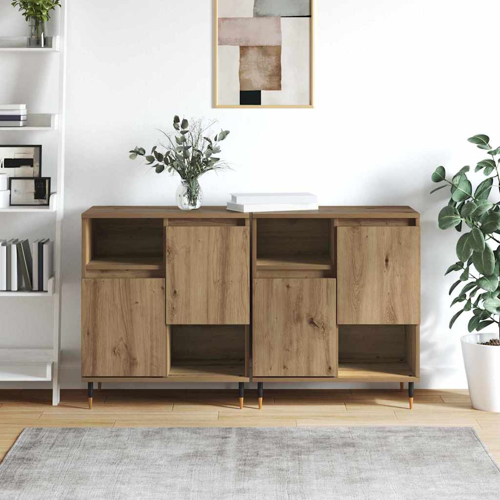 vidaXL Sideboards 2 pcs rovere artigianale 120 x 35 x 70 cm