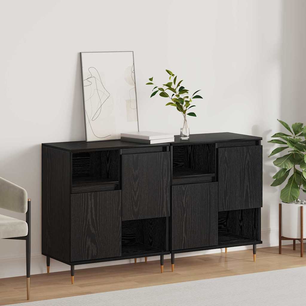 vidaXL Sideboards 2 pcs Rovere nero 120 x 35 x 70 cm Legno multistrato