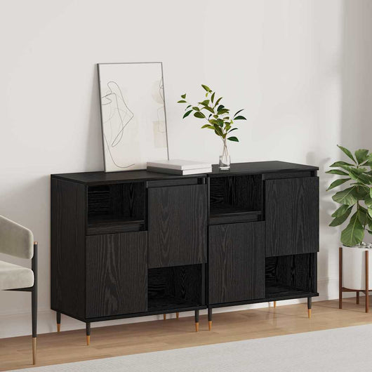 vidaXL Sideboards 2 pcs Rovere nero 120 x 35 x 70 cm Legno multistrato