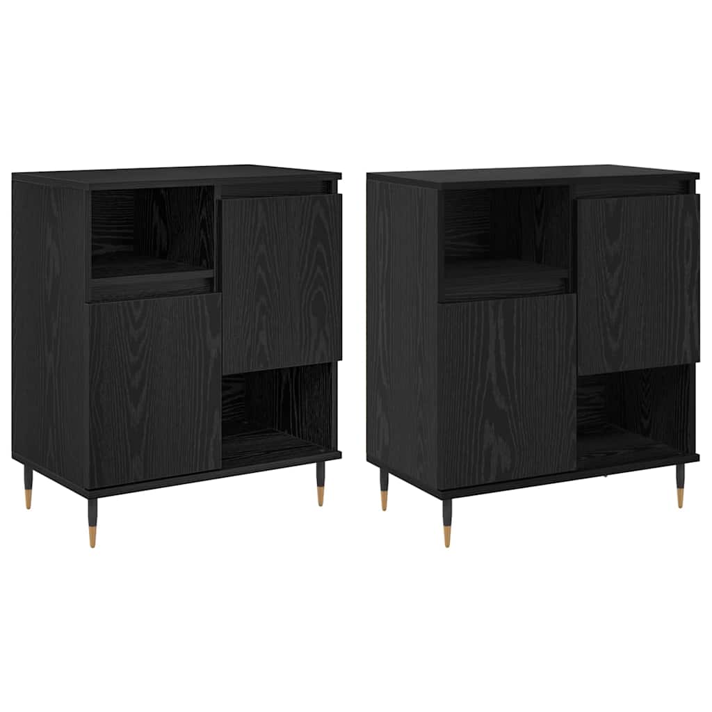 vidaXL Sideboards 2 pcs Rovere nero 120 x 35 x 70 cm Legno multistrato