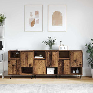 Credenza 3 pz-Set di 3 Buffet-Armadio da cucina Legno vecchio 60 x 35 x 70 cm 304383