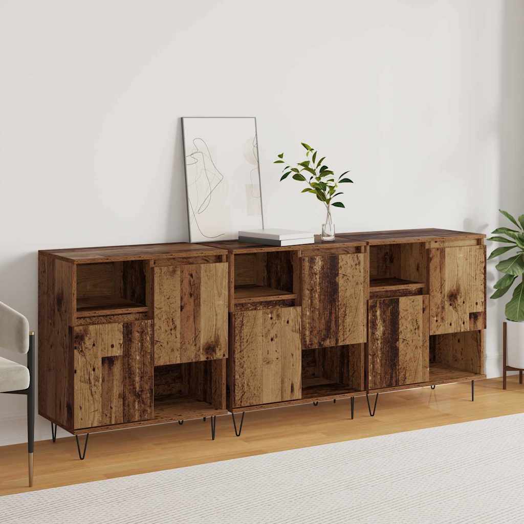 vidaXL Sideboards 3 pcs Legno vecchio 180 x 35 x 70 cm