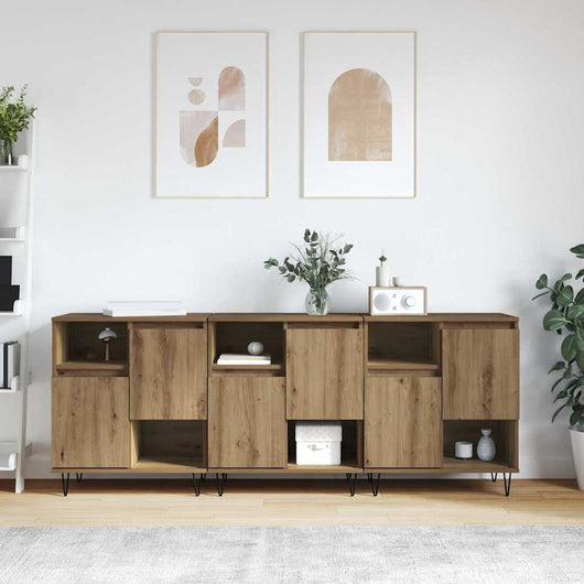 vidaXL Sideboards 3 pcs rovere artigianale 180 x 35 x 70 cm