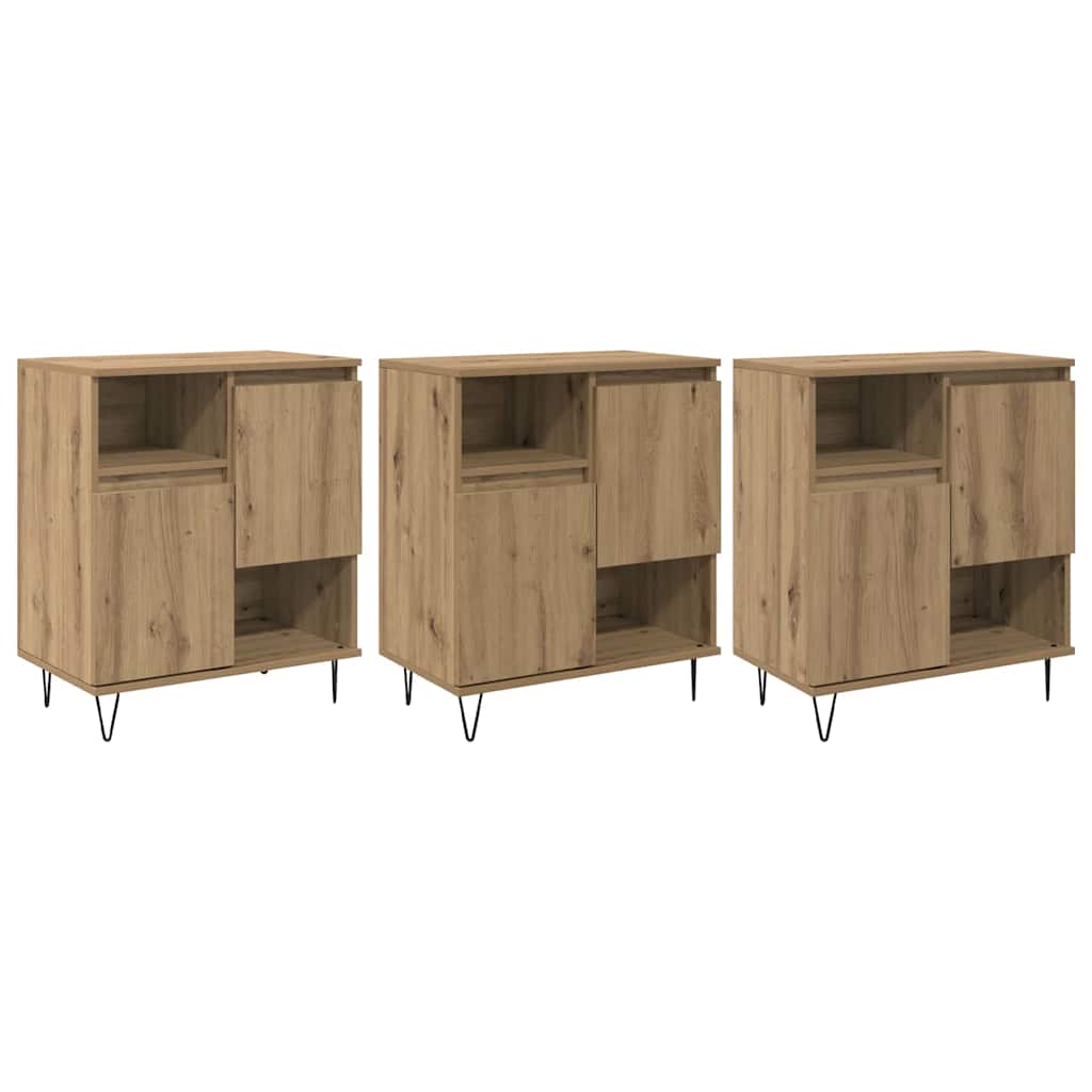 vidaXL Sideboards 3 pcs rovere artigianale 180 x 35 x 70 cm