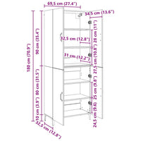 vidaXL Credenza 2 pcs Legno vecchio 69,5 x 34 x 180 cm