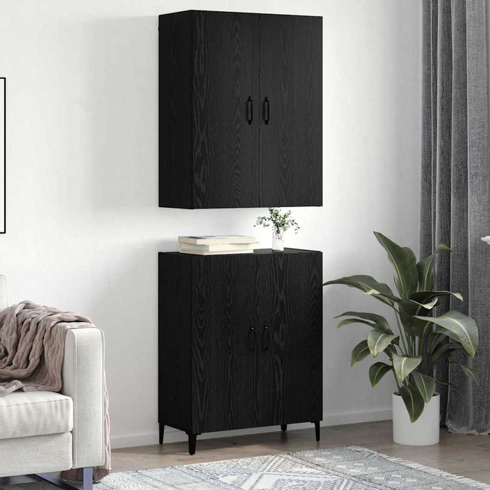 vidaXL Credenza 2 pcs Rovere nero 69,5 x 34 x 180 cm Legno multistrato