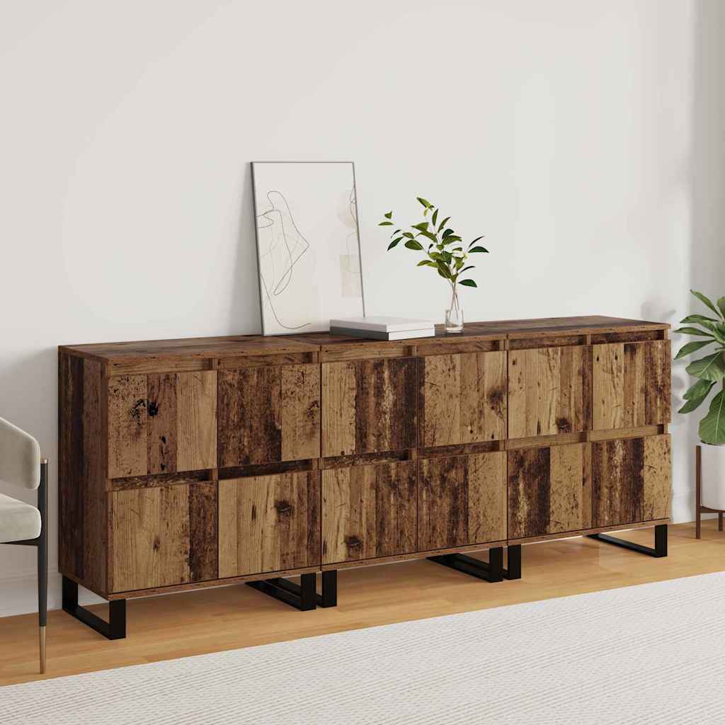 vidaXL Sideboards 3 pcs Legno vecchio 180 x 35 x 70 cm