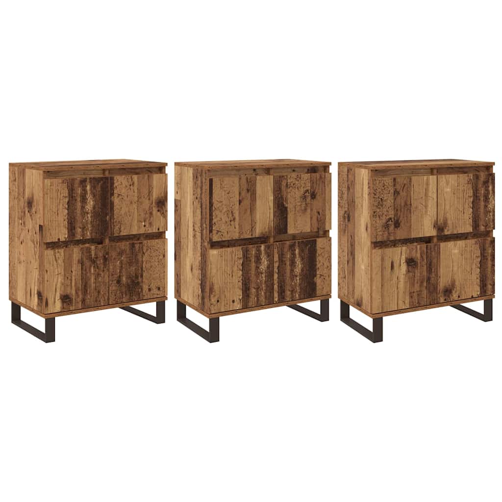 Credenza 3 pz-Set di 3 Buffet-Armadio da cucina Legno vecchio 60 x 35 x 70 cm 994343