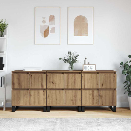 Credenza 3 pz-Set di 3 Buffet-Armadio da cucina Rovere artigianale 60 x 35 x 70 cm 342624