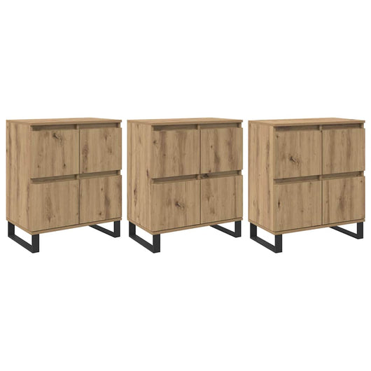 Credenza 3 pz-Set di 3 Buffet-Armadio da cucina Rovere artigianale 60 x 35 x 70 cm 342624
