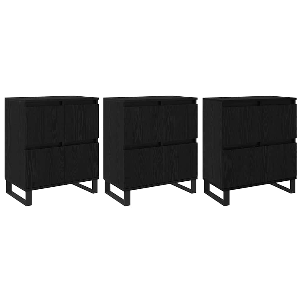 Credenza 3 pz-Set di 3 Buffet-Armadio da cucina Rovere Nero 60 x 35 x 70 cm 652505