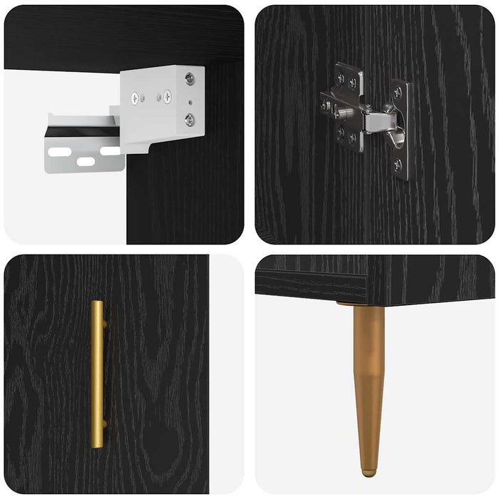 vidaXL Credenza Rovere nero 69,5 x 34 x 180 cm Legno multistrato