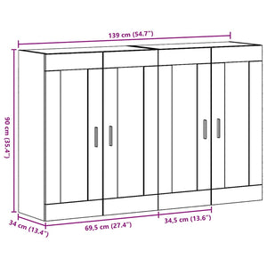 vidaXL Armadi da Muro 2 pcs Legno vecchio 69.5 x 34 x 90 cm
