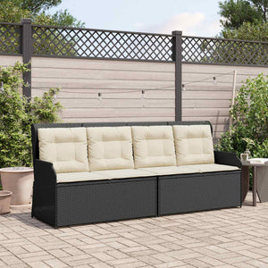 Panchina da giardino con cuscino Nero Poly Rattan 3394440