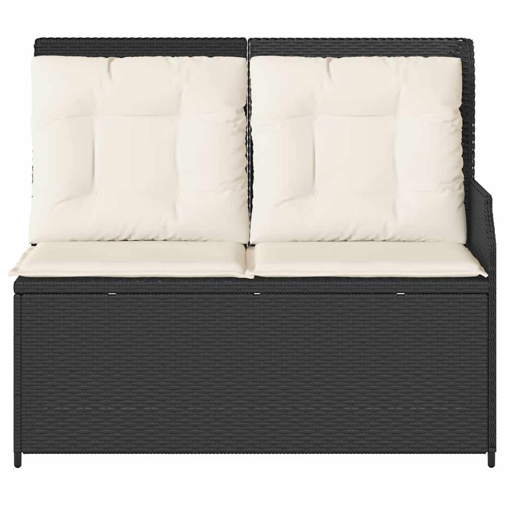 vidaXL Panchina da giardino con cuscino Nero Poly Rattan