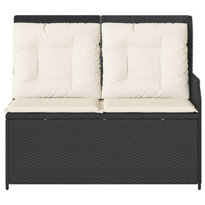 Panchina da giardino con cuscino Nero Poly Rattan 3394440