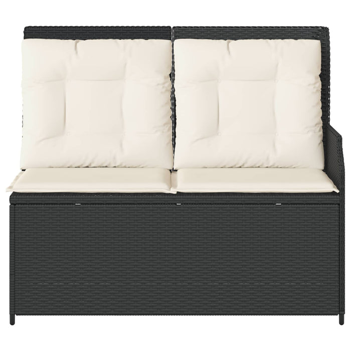 Panchina da giardino con cuscino Nero Poly Rattan 3394440