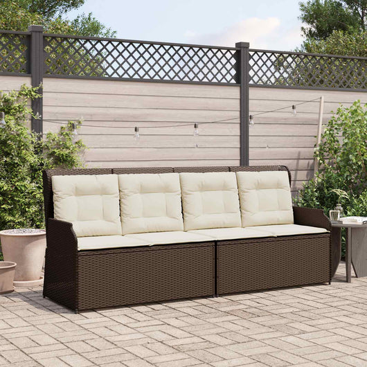 Panchina da giardino con cuscino Marrone Poly Rattan 3394441