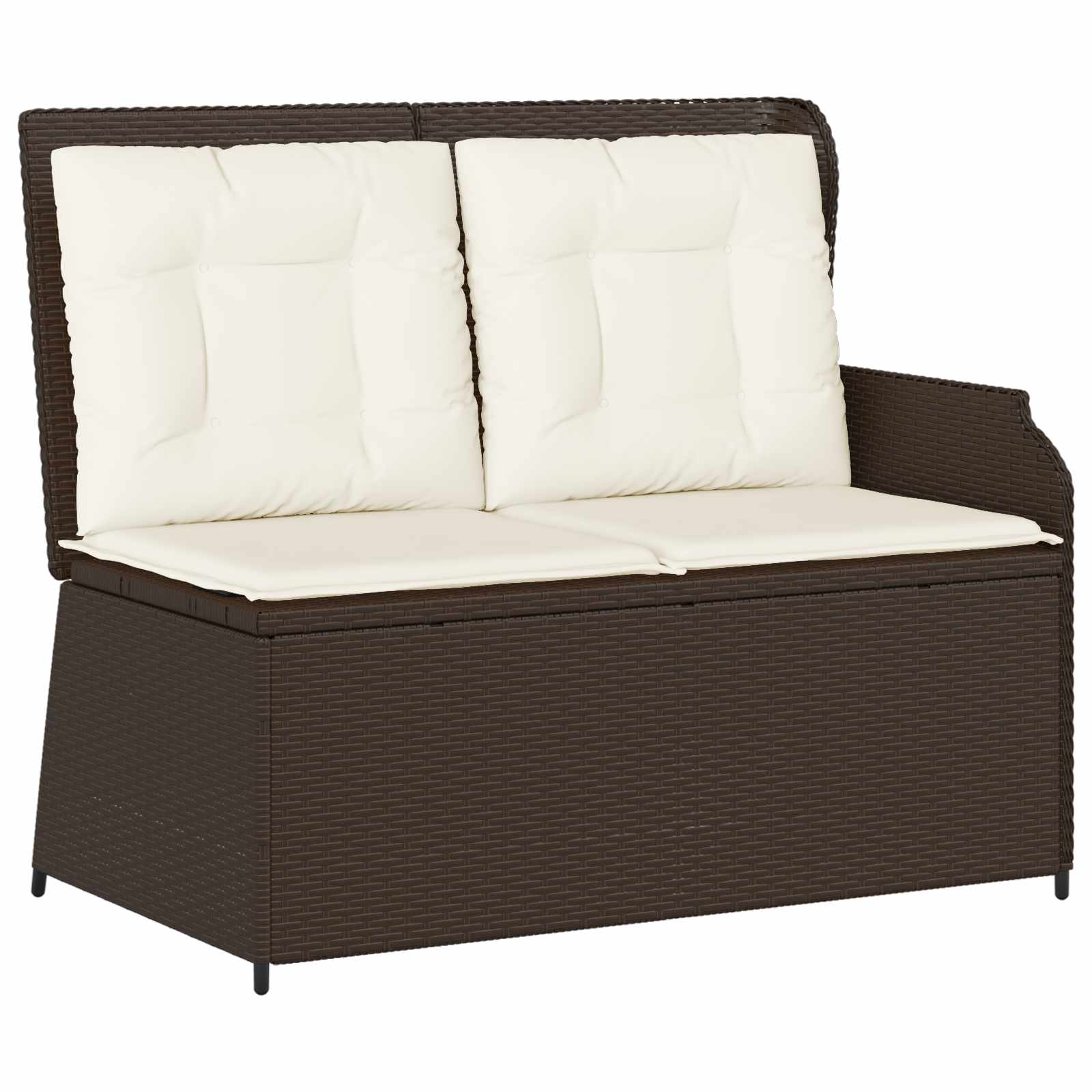 Panchina da giardino con cuscino Marrone Poly Rattan 3394441